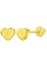 lovely sparkling tiny heart gold children stud earrings